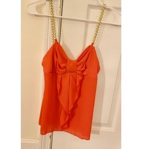 Orange blouse tank top with chain straps